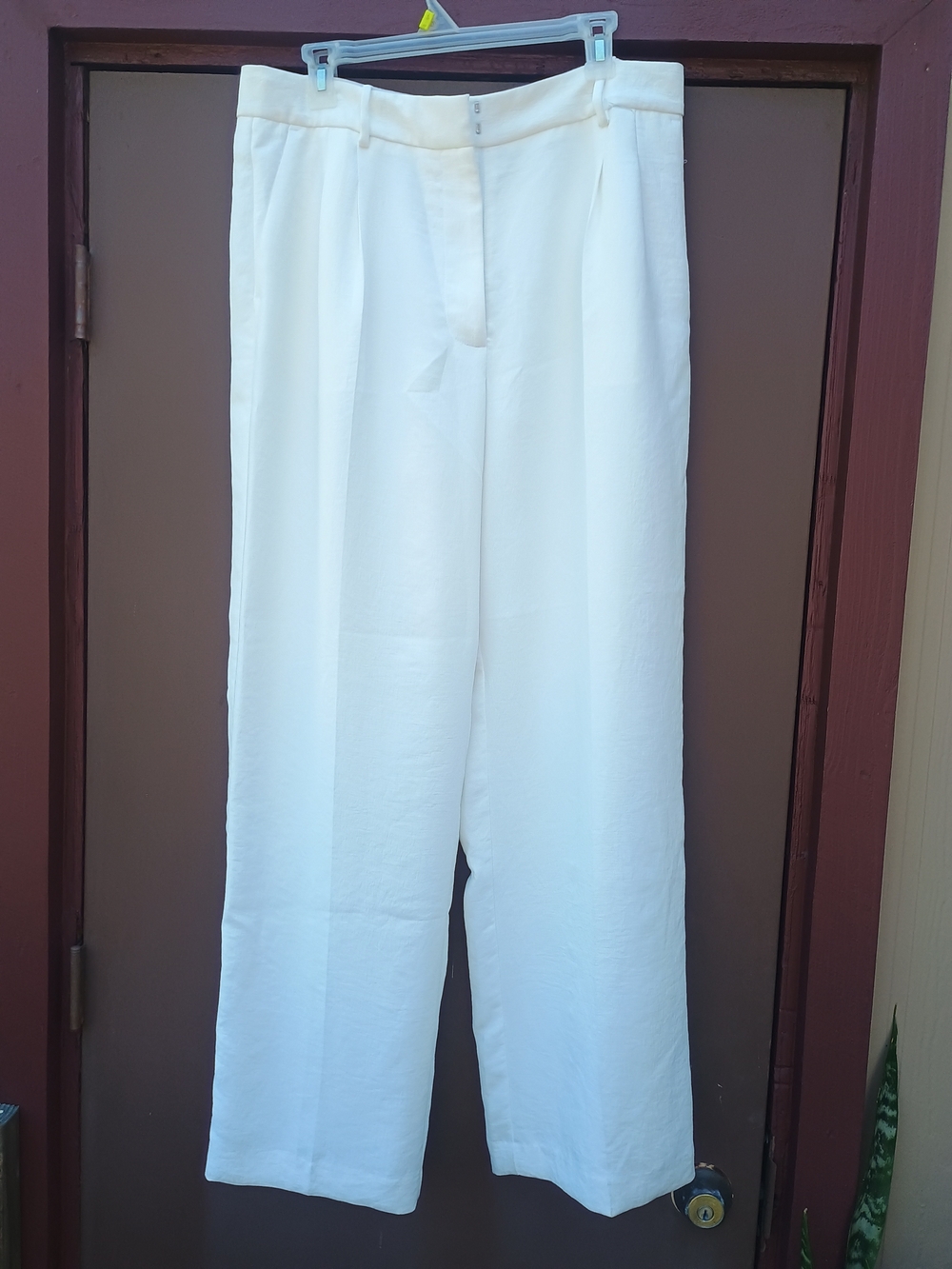 High-Rise White Wide-Leg Trousers
